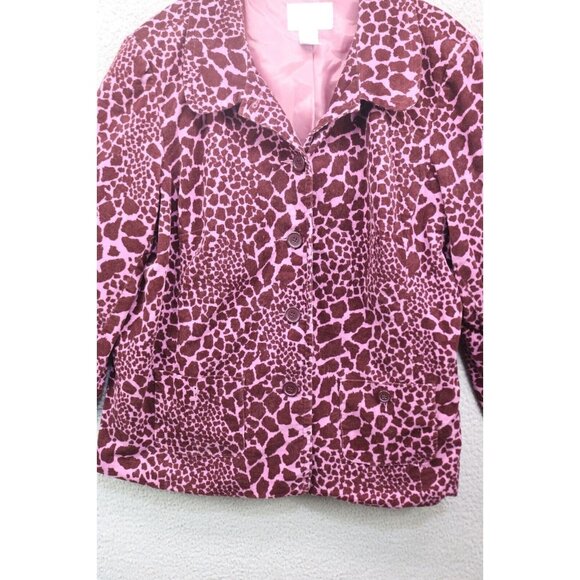 Susan Graver Animal Print Corduroy Blazer-Size 1X-Pockets - Picture 2 of 12